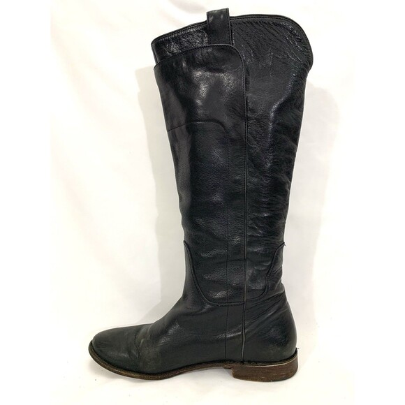 Frye 77535 Tall Knee High Boots Black Leather Sz 9B Preowned (Read Description) - Picture 5 of 16